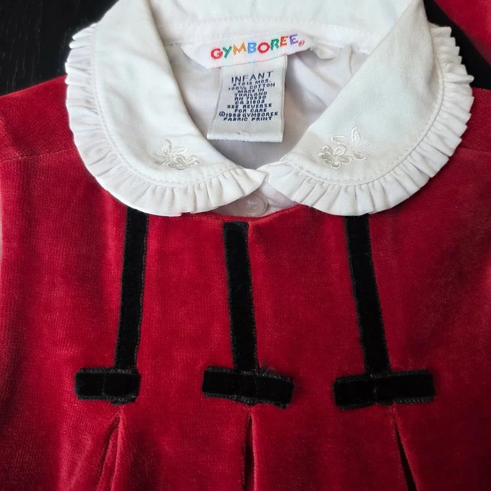 Vintage 1998 Gymboree Red Velvet Dress Set Beret Hat Blouse Infant 6-12 Months